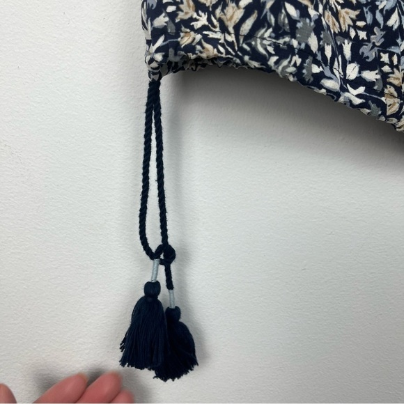 Tory Burch Floral‎ Print Sleeveless Blouse Drawstring Tassels EUC Sz 4 Boho Work - Picture 5 of 8